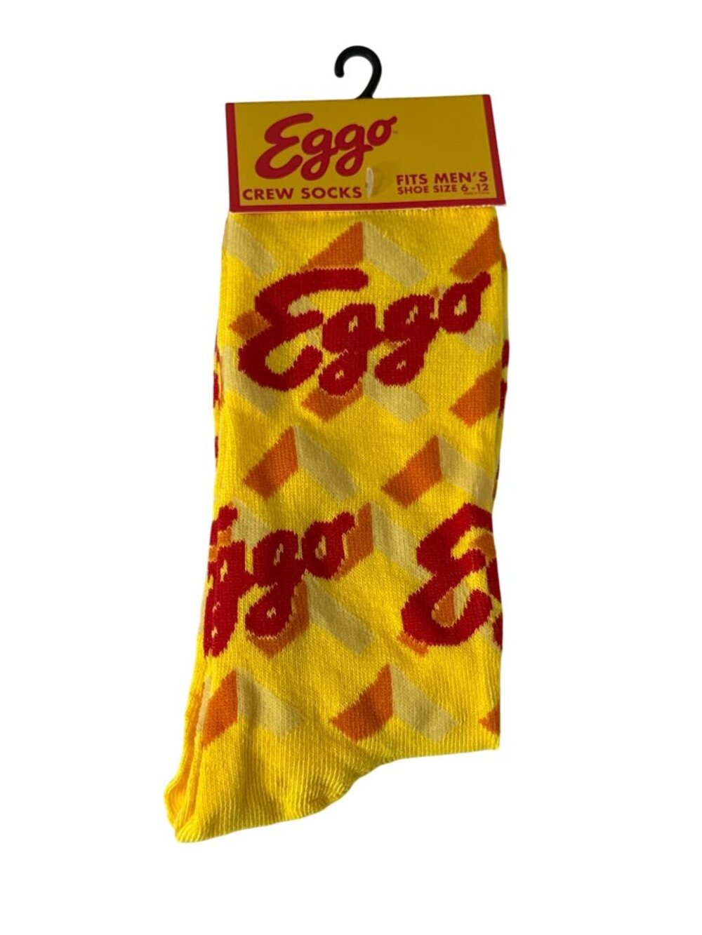 Eggo Waffle Crew Socks Men's Size 6-12 Yellow Breakfast Food Novelty NWT